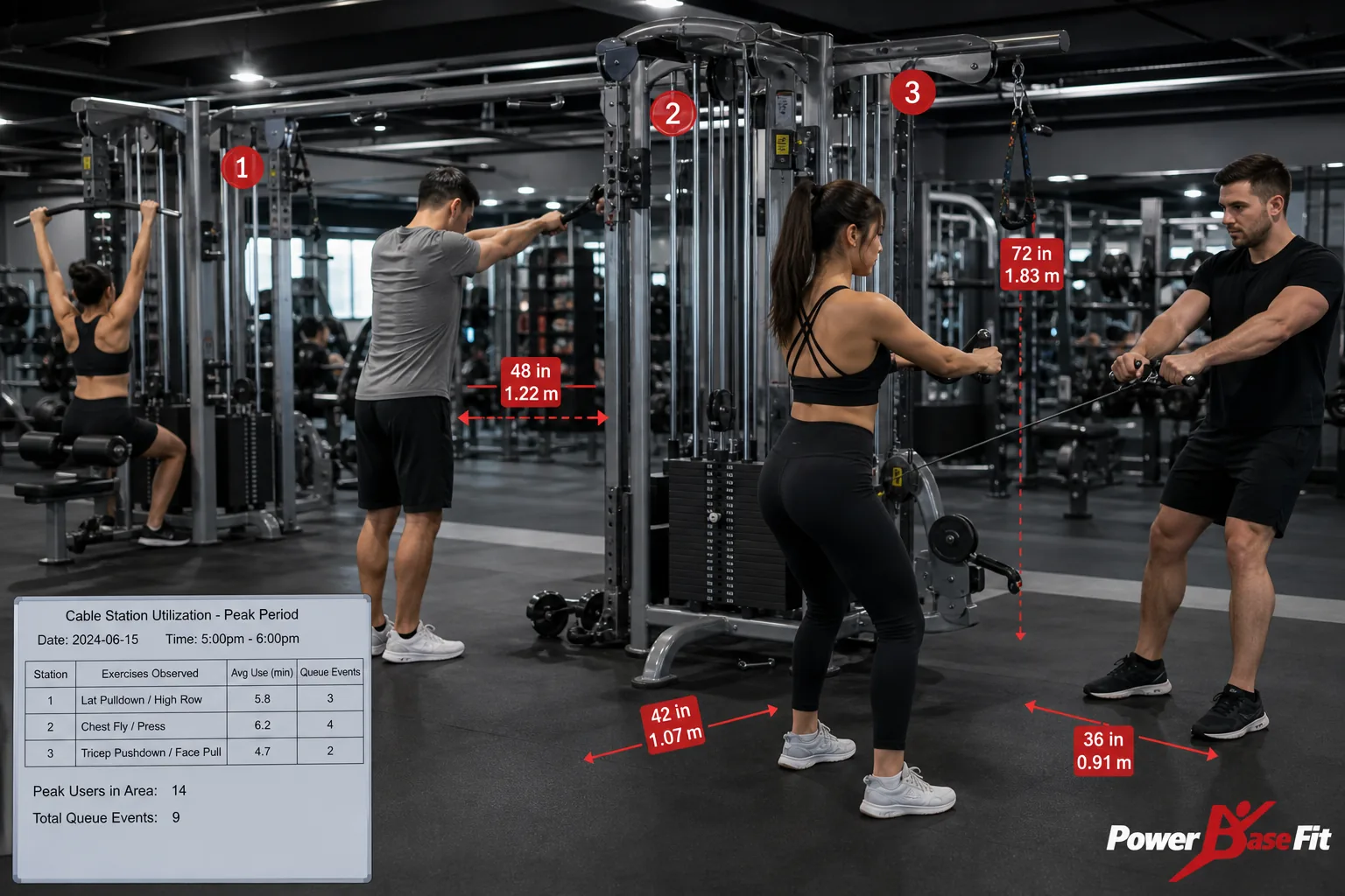 Manufacturer inspection detail for how many cable stations does a gym need