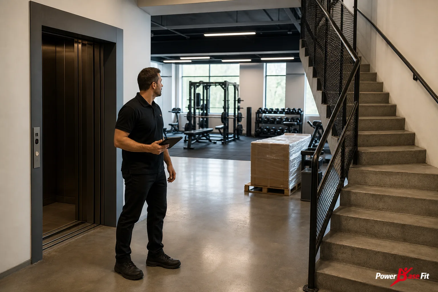 Escena de planificación comercial sobre montaje máquinas de gimnasio