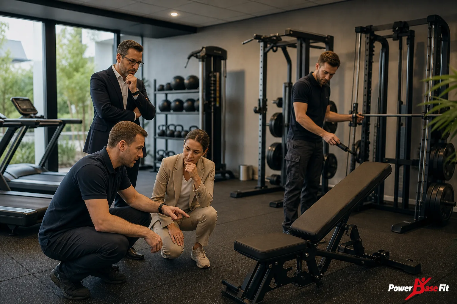 Scène de planification professionnelle pour salle de sport entreprise équipement