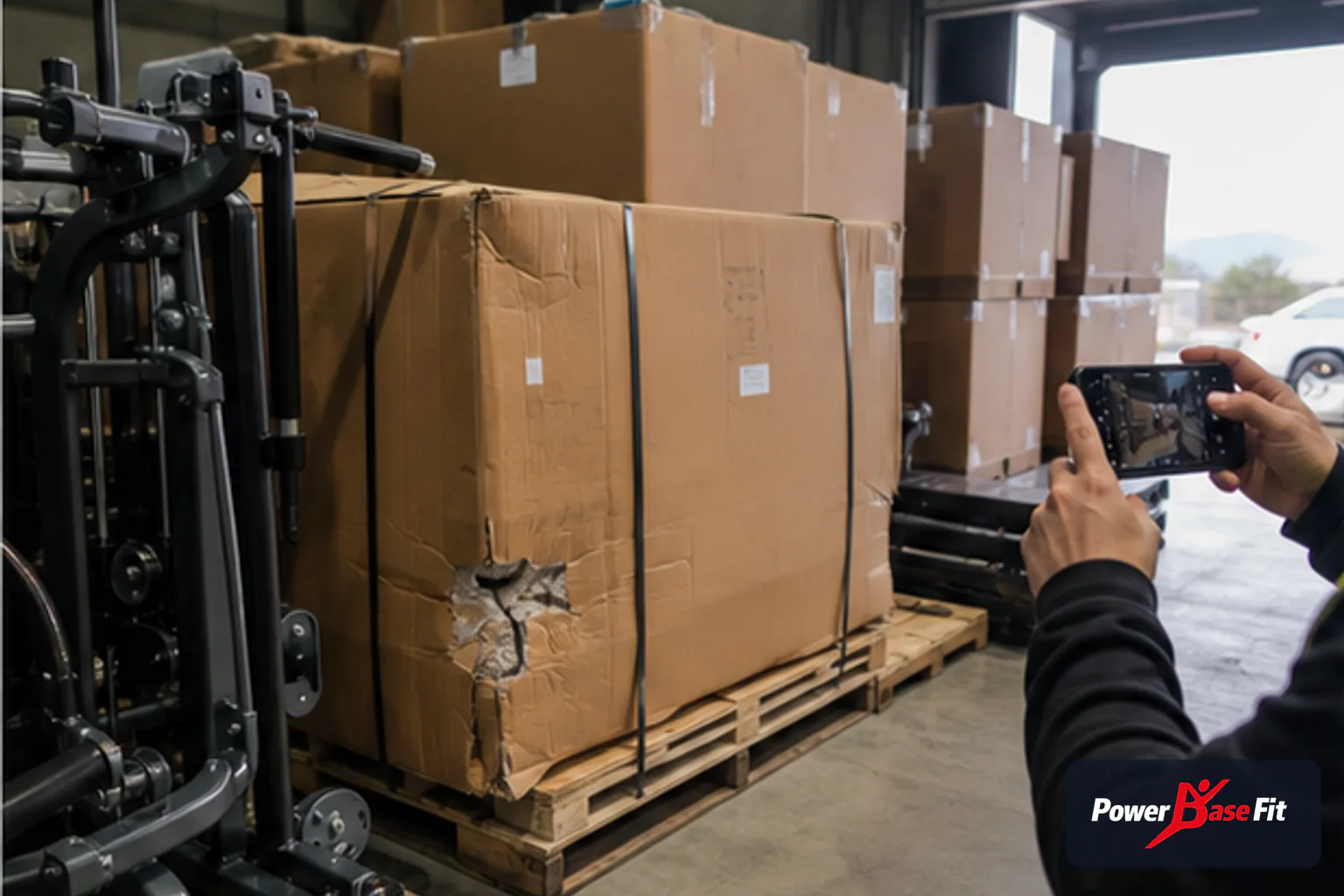 Detalle de inspección del fabricante para reclamación daños equipos gimnasio importados