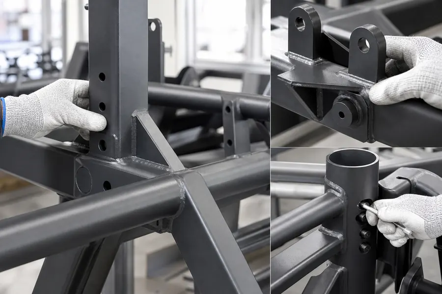 Factory inspection of welded commercial fitness equipment frame joints