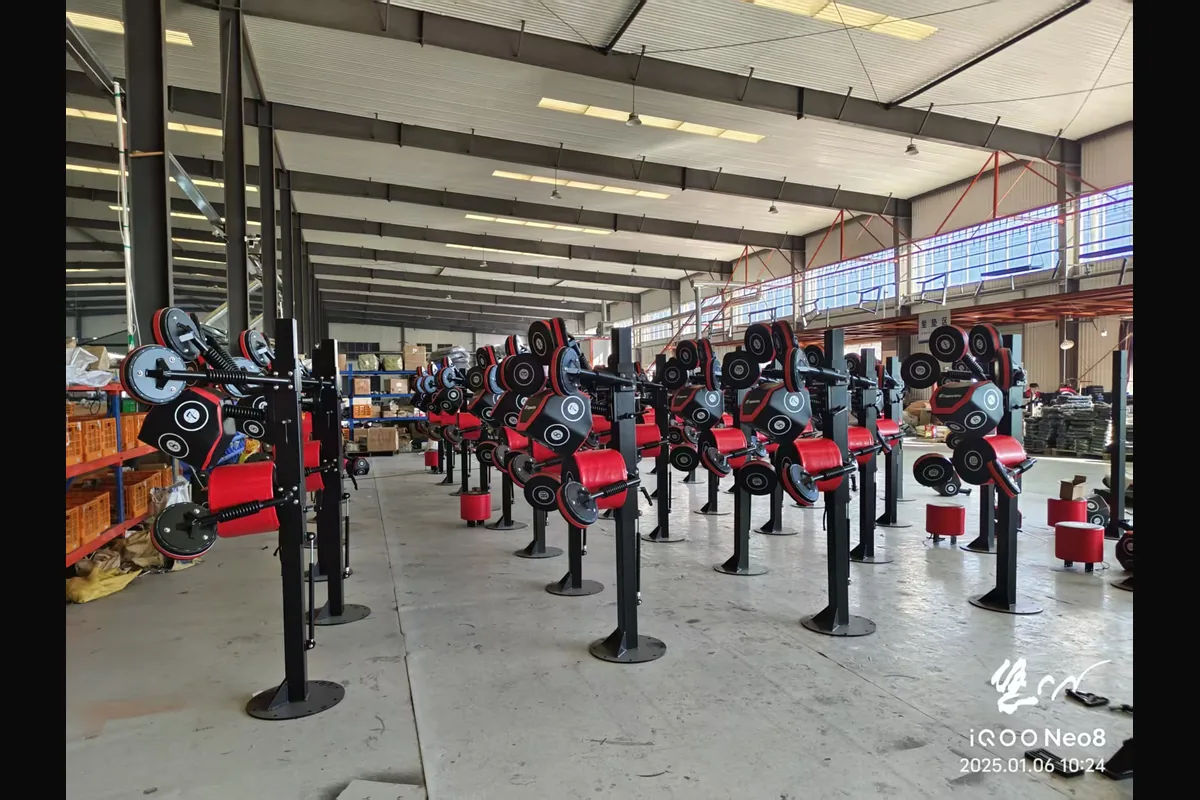 Commercial strength equipment assembly detail in factory