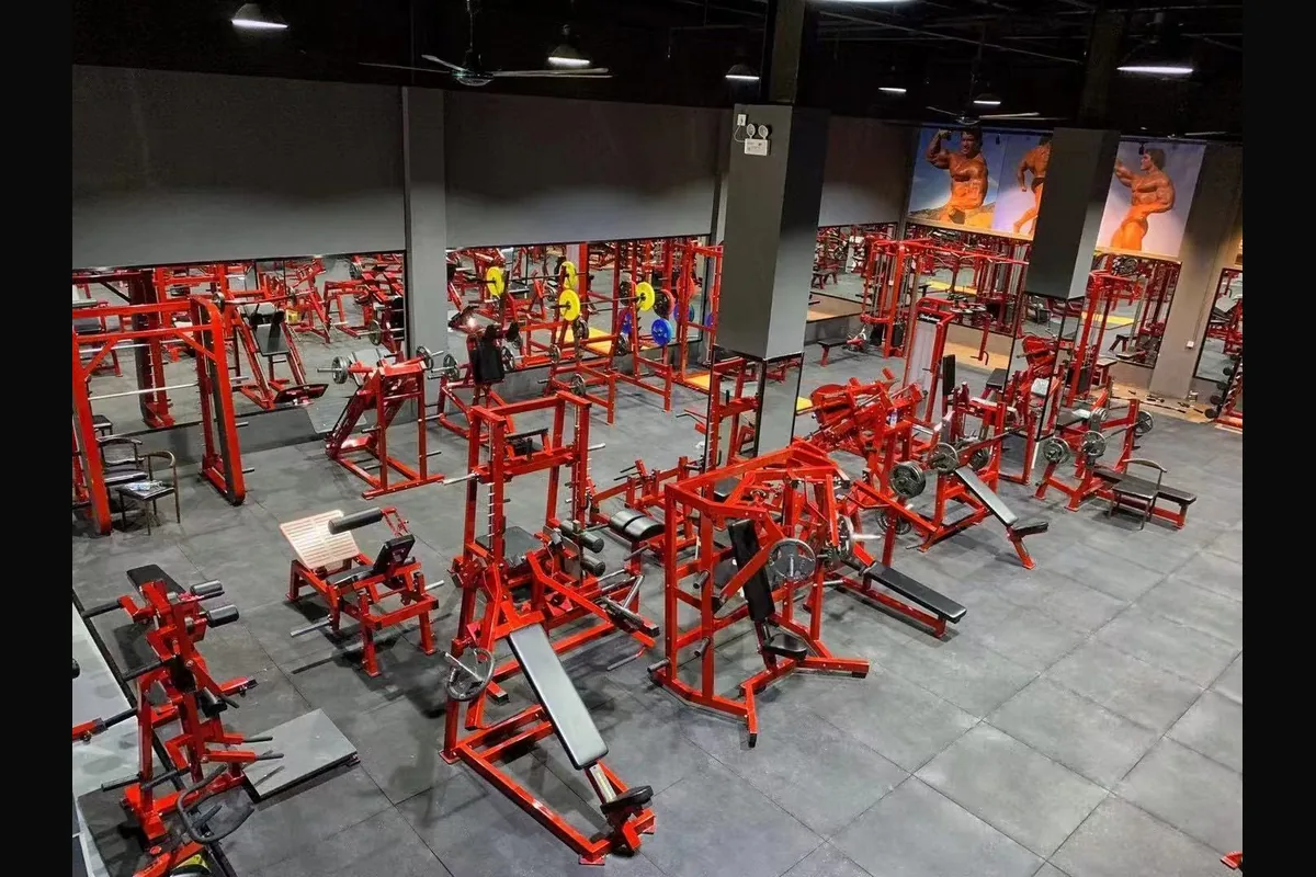 Commercial gym plate loaded strength equipment zone