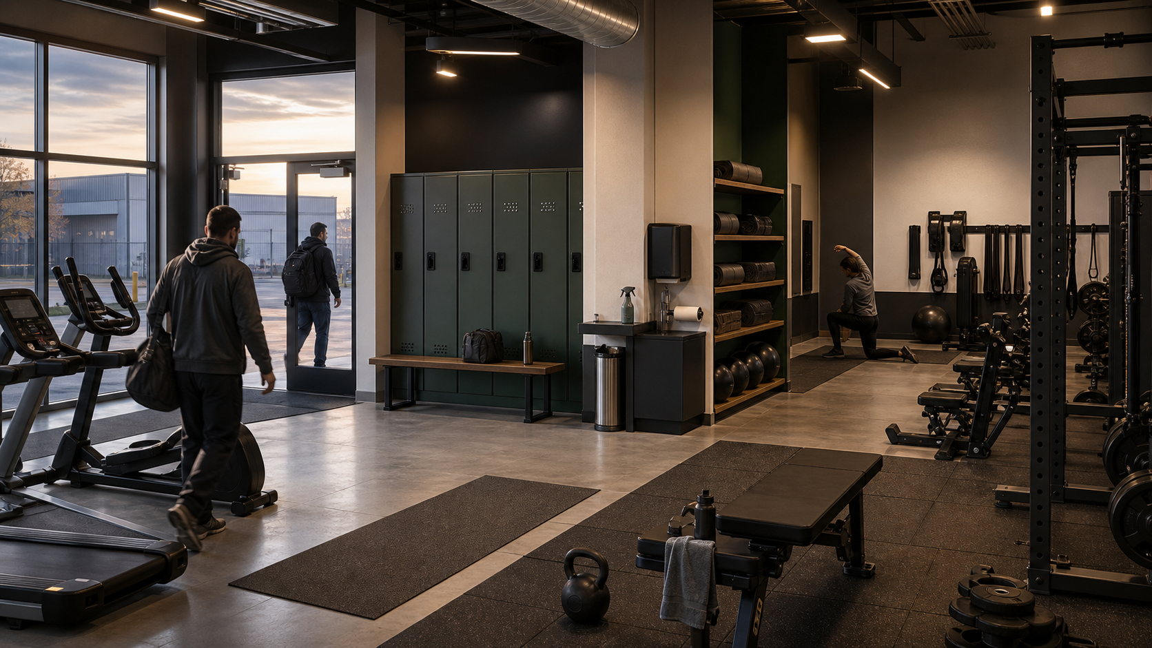 Wizualizacja koncepcyjna dla Rozwiązanie sali fitness dla pracowników zmianowych