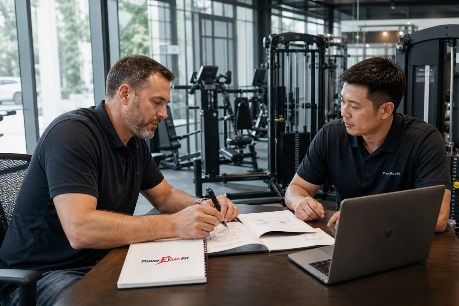 Distributor and factory team agreeing actions for a repeat commercial gym equipment order