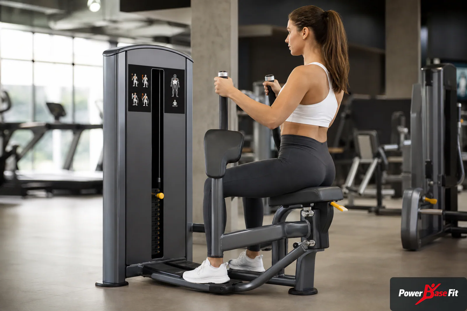 Commercial fitness equipment seat adjustment and low-entry access detail for senior facility procurement