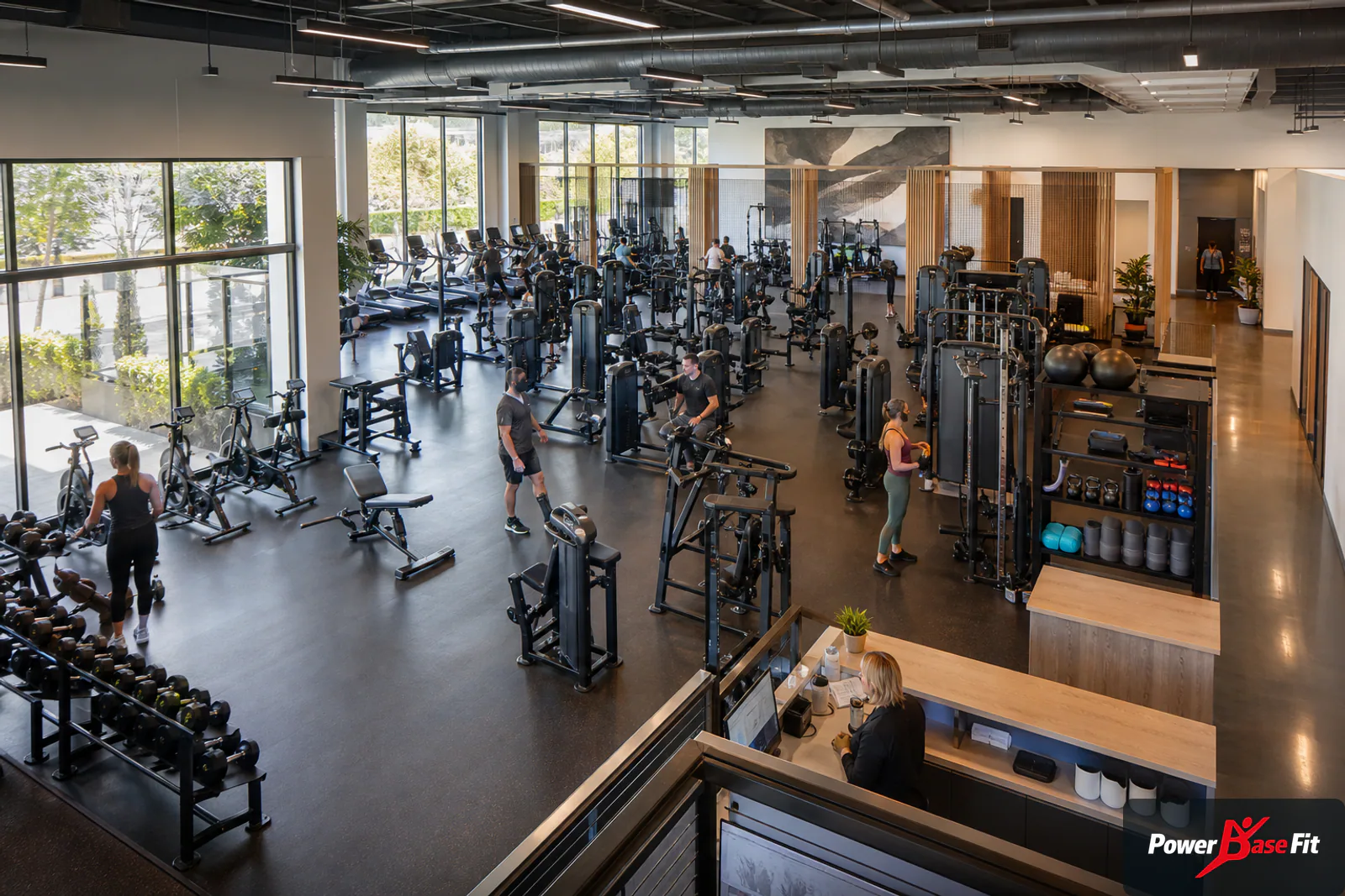Community fitness center equipment zoning and accessible circulation planning detail