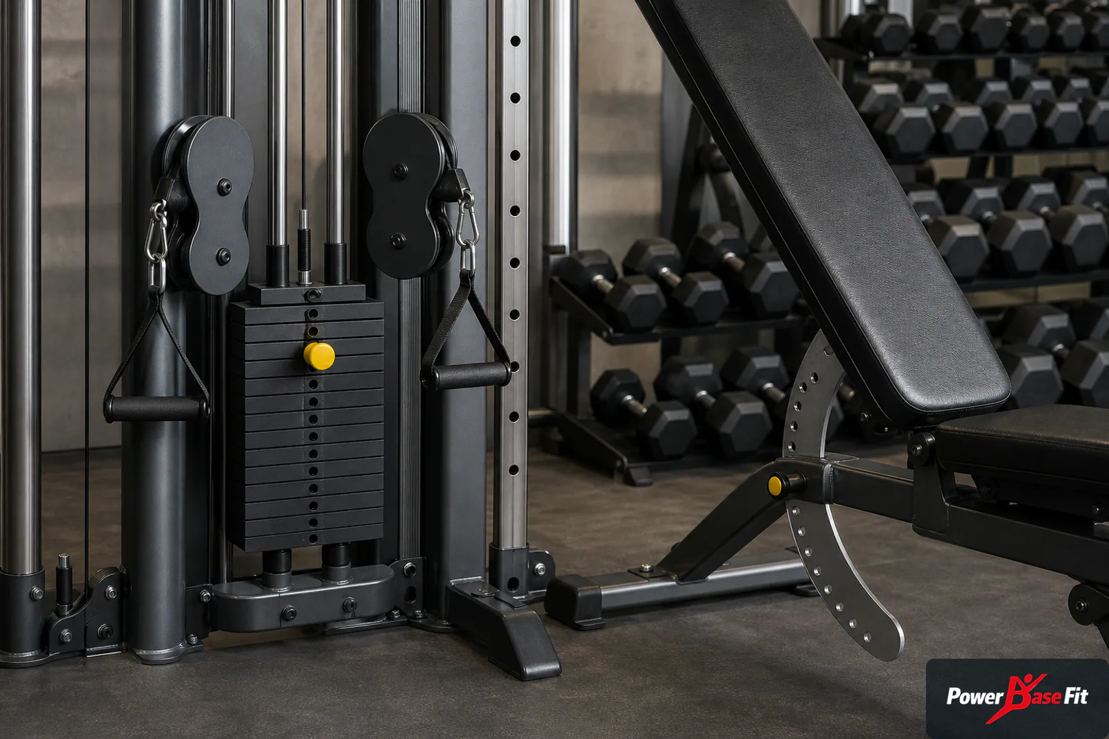 Commercial cable and strength equipment detail for a women-focused fitness club procurement plan