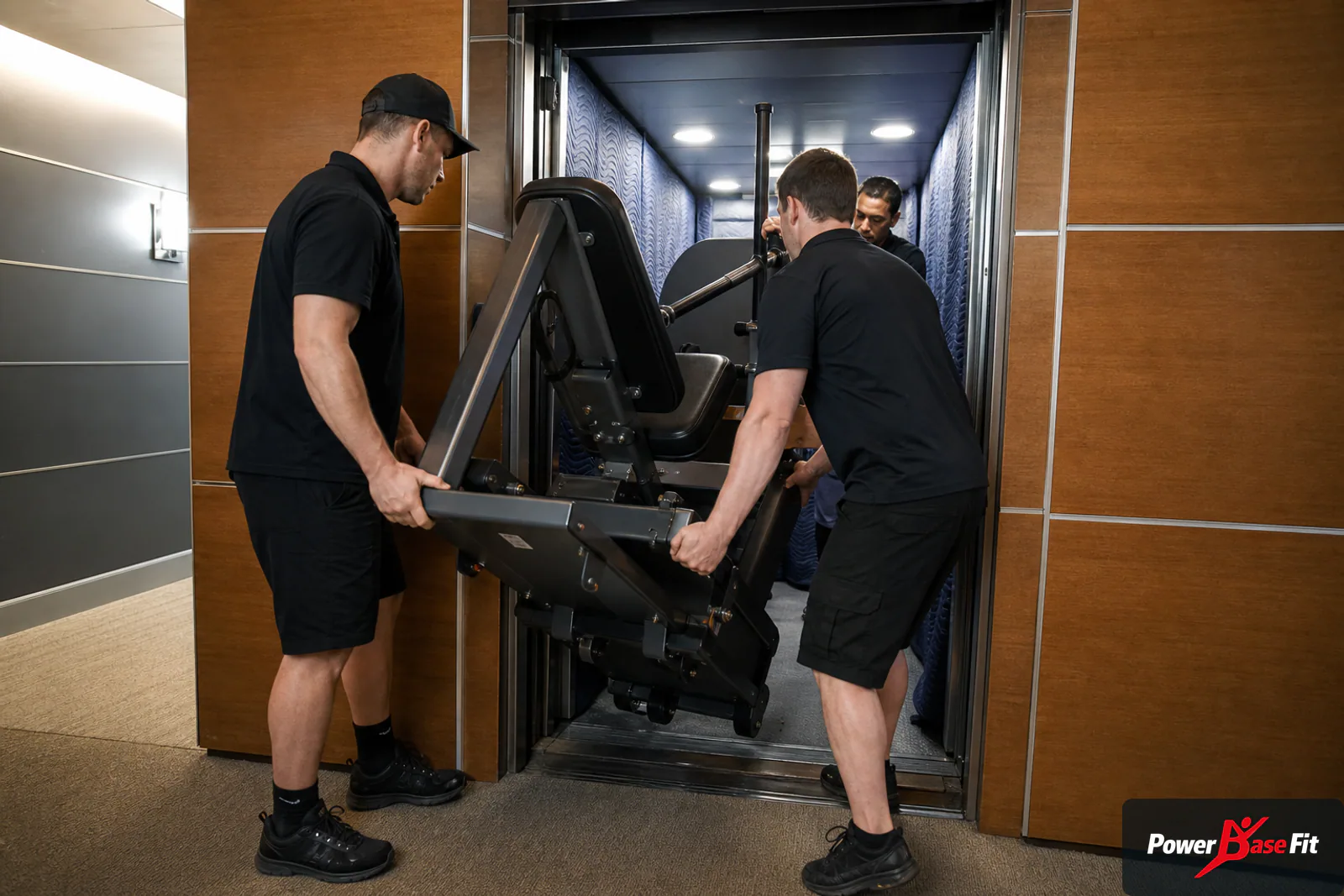 Entrega protegida de máquinas fitness en un edificio residencial