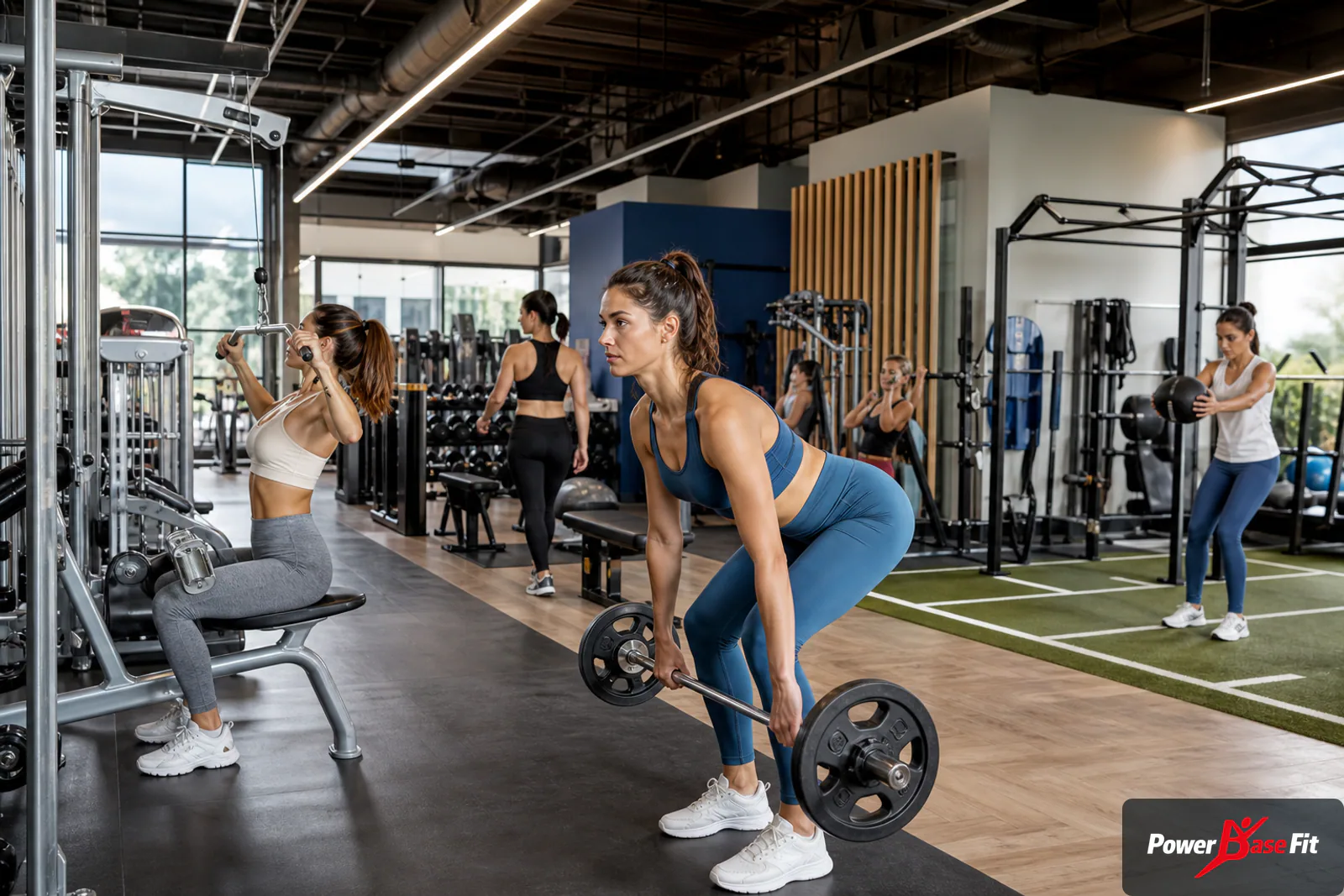 Club féminin avec musculation câbles poids libres et fonctionnel
