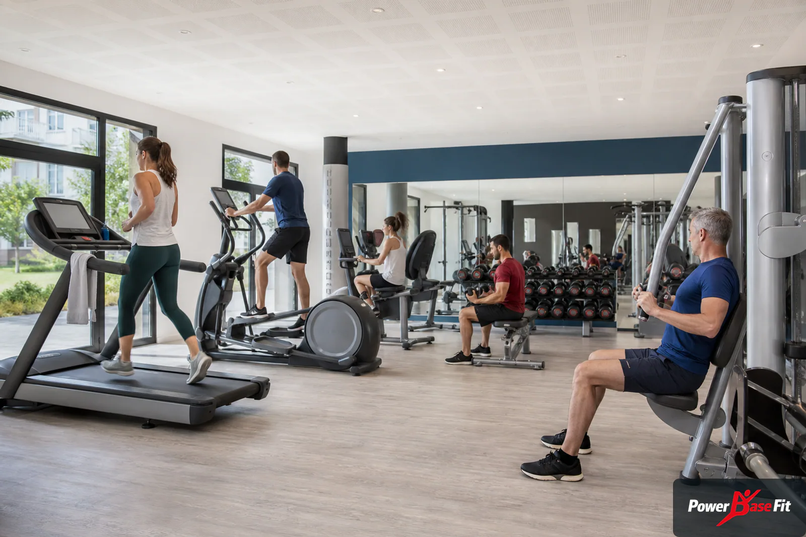 Espace fitness de résidence avec cardio silencieux et musculation compacte