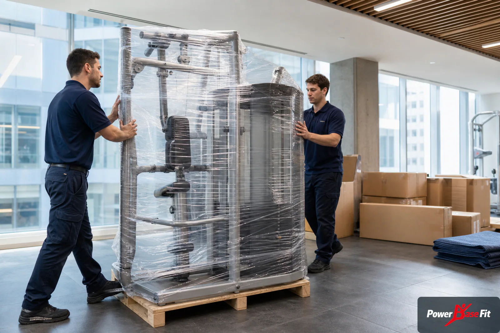 Entrega protegida de equipamentos em edifício empresarial